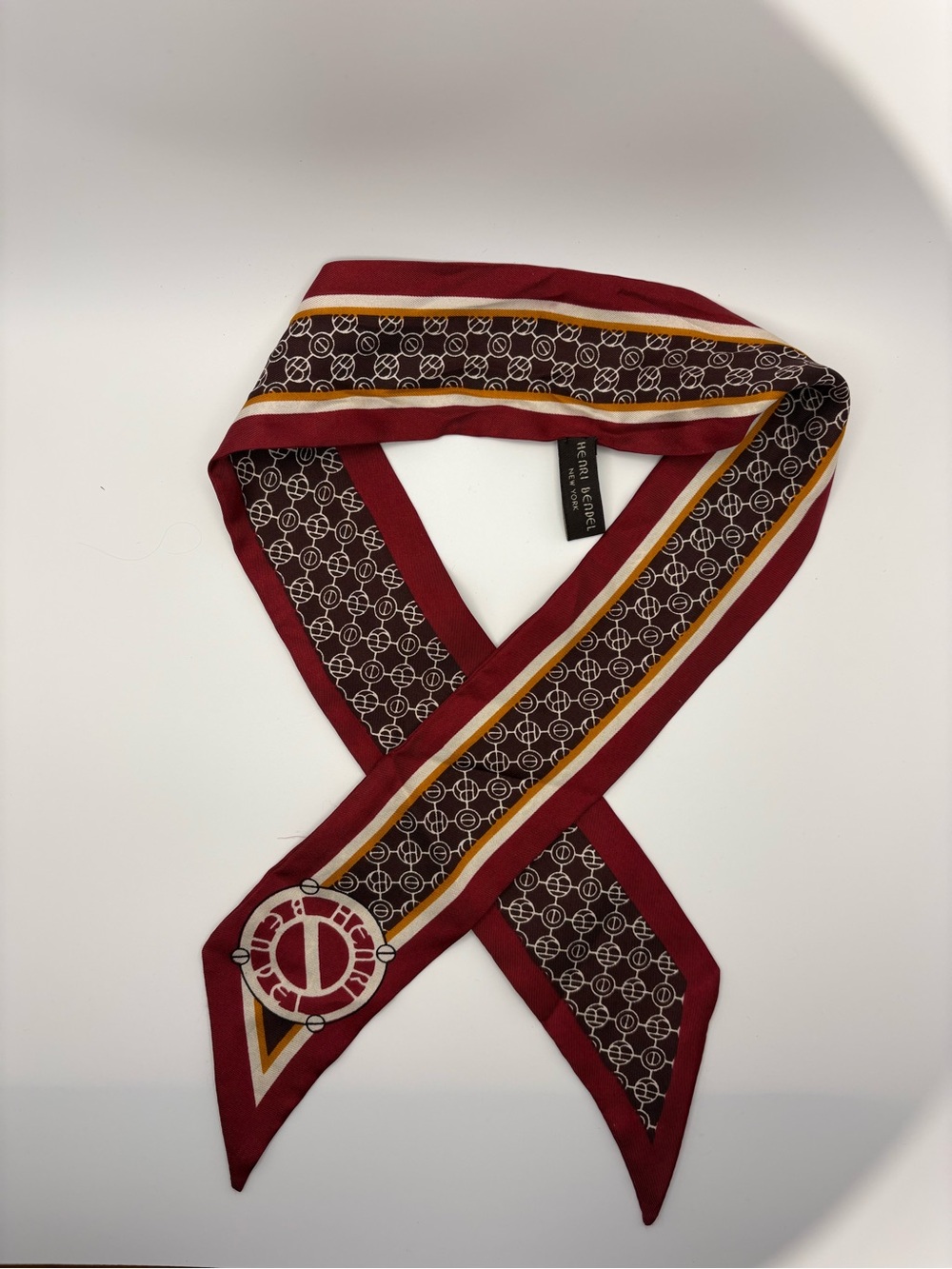 Henri Bendel Logo Purse or Hair Silk Scarf 33" x 2.25"